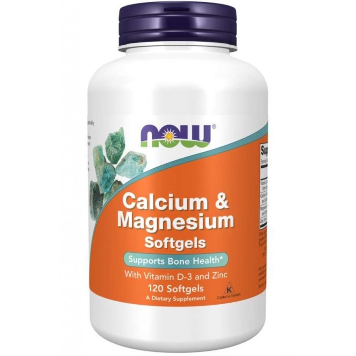 NOW Calcium & Magnesium Softgels / with Vit D and Zinc 120 Гел капсули